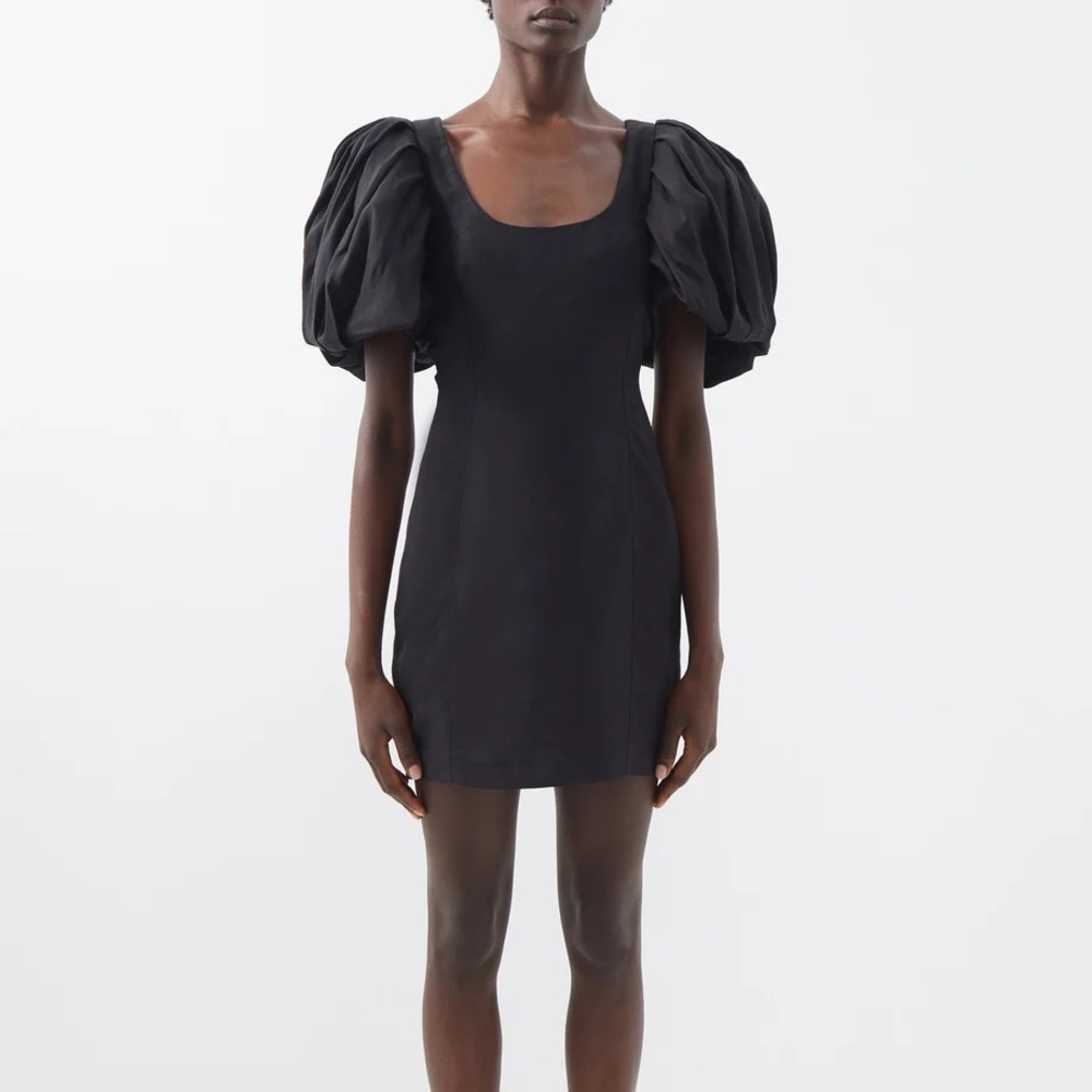 FRAME Black puff sleeve mini dress! Size small NWT